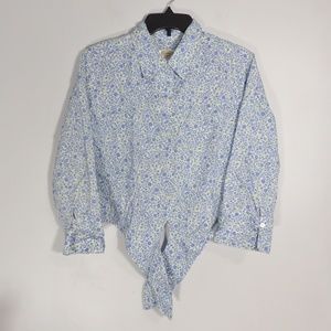 Talbots Floral Tie Waist Blouse Shirt Size PM